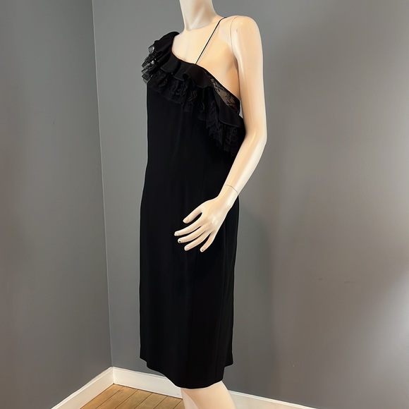 NWT Adam Lippes Black Lace Asymmetrical dress Sz 6 - Picture 3 of 16